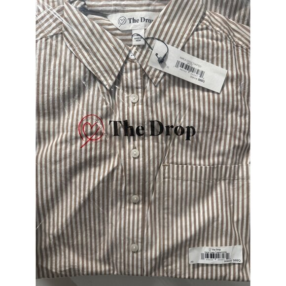 The Drop Womens Striped Button-Down Midi Shirt Dress Beige/White All-Season - Picture 4 of 4